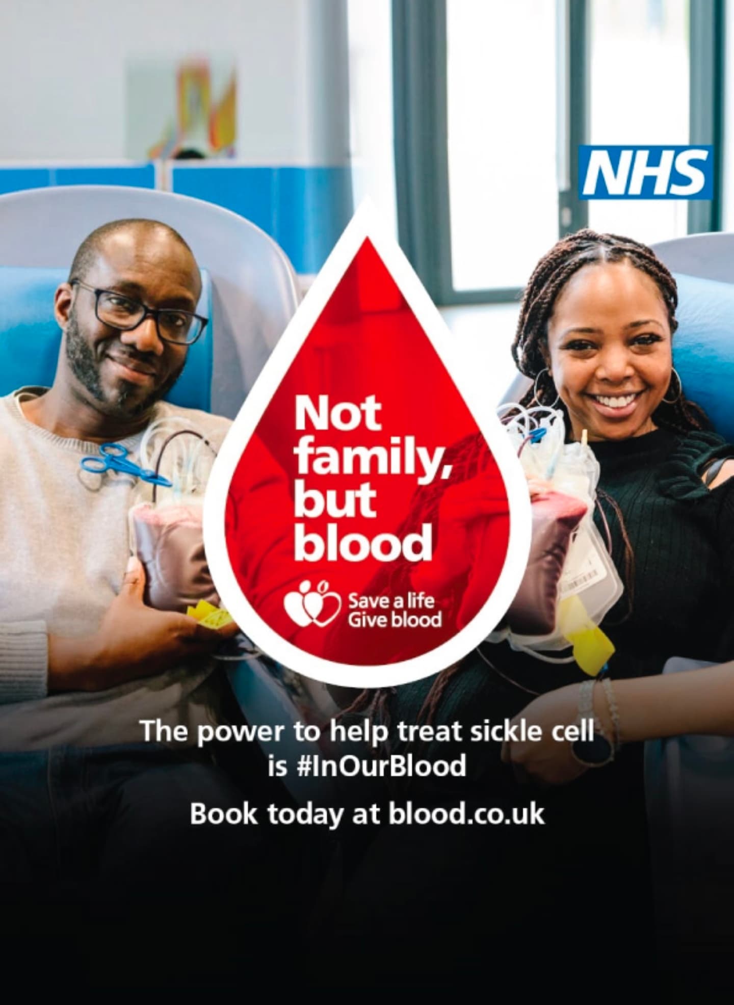 NHS Give Blood — Not family, but blood. Save a life, give blood.